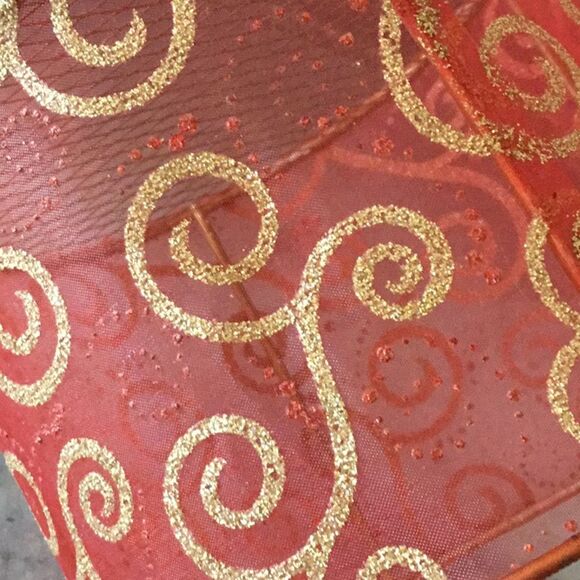 Metal Christmas basket with gold scroll gift decor decoration Xmas - Picture 5 of 6